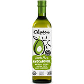 Chosen Foods front bottle view showing clean label and recyclable glass for pantry trust