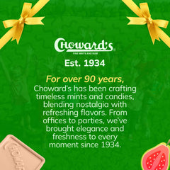 Choward's open pack display revealing neat individually wrapped mints