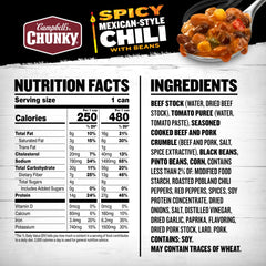 Campbell’s Chunky close-up of chili texture highlighting hearty meat and beans for satisfying meals