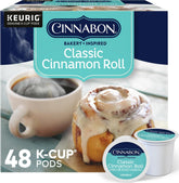CINNABON front box of 48 K-Cup pods showing packaging and convenience