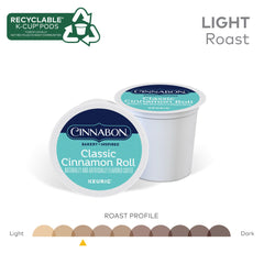 CINNABON brewed cup top view showing cinnamon swirl aroma and flavor appeal