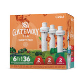 Cirkul Gateway Tea pack front view showing six cartridges and branding, convenient flavor