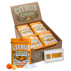 Citrus Delights front tin showing Seville Orange label and attractive packaging benefit