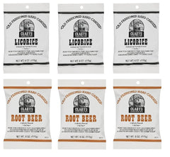Claeys front packaging showing licorice and root beer packs with clear labeling and freshness benefit
