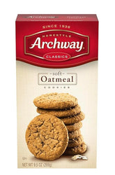 Classic Soft Oatmeal Cookies front packaging showing product and portion, highlights convenience