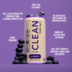 CLEAN CAUSE poured into glass showing non-carbonated texture and easy-sip benefit
