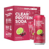 Clean Simple Eats front packaging showing Cherry Lime cans and nutritional benefit