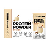 Clean Simple Eats front packet showing eggnog flavor and single‑serve benefit