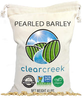 CLEAR CREEK front packaging view showing 4 lb bag and drawstring, emphasizes convenience