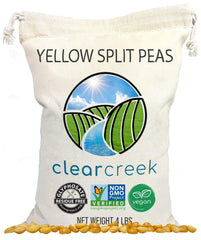 CLEAR CREEK front packaging showing 4 lb bag and certifications, reassurance of purity