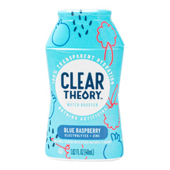 Clear Theory front bottle packaging showing blue raspberry flavor and benefits