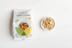Clearspring soya chunks close-up texture highlighting absorbent surface for flavors