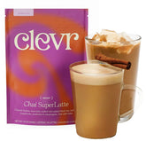 Clevr front packaging showing brand and chai latte benefits