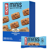 CLIF Bar front packaging showing chocolate chip minis and plant-based benefit