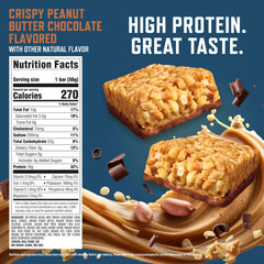 CLIF BUILDER'S unwrapped bar with crispy texture and protein highlighted