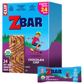 Clif Kid Zbar front packaging showing organic chocolate chip bars for quick selection