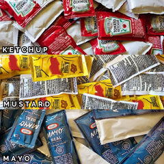 CMC Products close-up of ketchup mustard mayo packets highlighting organized portions