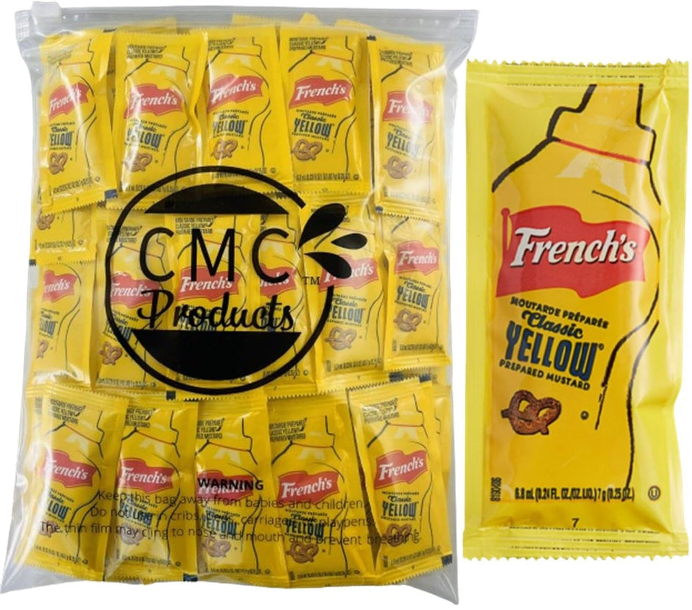 CMC Products resealable bag full of mustard packets showing neat storage benefit