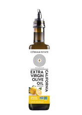 Cobram Estate bottle front view showing lemon artisan flavor and premium design benefit clarity
