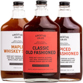 Cocktail Crate front packaging showing three 12oz bottles and brand benefit