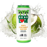 Coco Love front packaging showing 12-pack and recyclable can benefit
