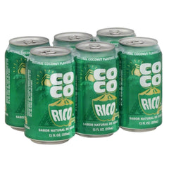 Coco Rico coconut soda front can showing label and refreshing tropical appeal