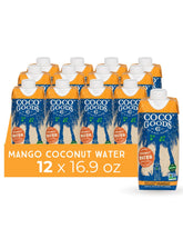 CocoGoodsCo front packaging showing mango-coconut flavor and benefits