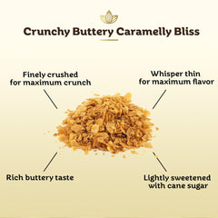 cocolaat close-up of thin feuilletine flakes highlighting buttery crunch
