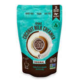 Coconut Cloud front packaging showing product and benefit: portable dairy-free creamer