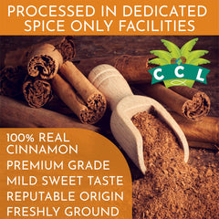 Coconut Country Living cinnamon sticks with ground powder showing true Ceylon origin
