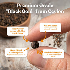 Coconut Country Living peppercorns loaded into a grinder demonstrating easy refill benefit