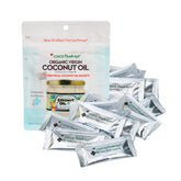 CocoTherapy front pouch showing 12 portable packets and clear labeling, convenient travel benefit