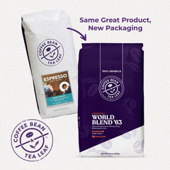 Coffee Bean & Tea Leaf close-up of whole beans highlighting texture and rich roast aroma
