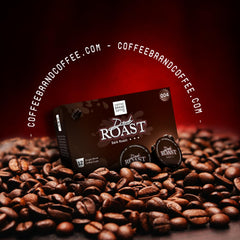 Coffee Brand Coffee close-up of dark grounds highlighting rich roast aroma