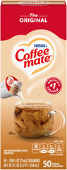 Coffee Mate box front view showing brand and convenient 50-count pack benefit