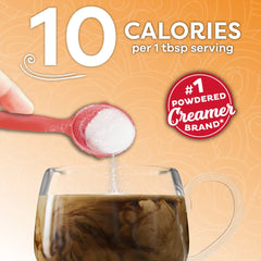 Coffee-mate Hazelnut being poured into a cup to create creamy flavored coffee quickly