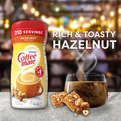 Coffee-mate Hazelnut single tube held in hand to show portion size and portability