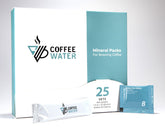 COFFEE WATER front packaging showing 25 mineral packet sets and benefits