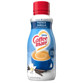 Coffee Mate front view of 16 fl oz French Vanilla six-pack shows shelf-stable convenience