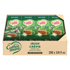 Coffee mate front packaging showing Irish Crème tubs for easy selection and variety
