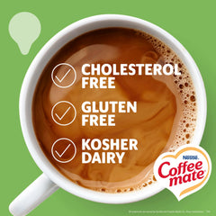Coffee mate single creamer tub opened and ready to pour with clean seal removal