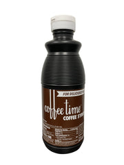 Coffeetime front label showing brand and 1 pint size, clarifying contents and convenience