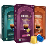 Coffeeza front packshot showing trio box and brand, highlights variety convenience