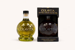 Colavita front packaging bottle showing collectible soccer artwork and display appeal