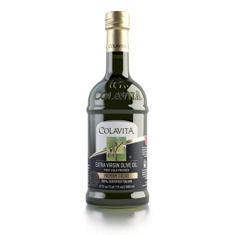 COLAVITA glass bottle front view showcasing elegant packaging and freshness benefit
