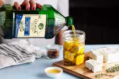 Colavita 2L jug on kitchen counter for scale and practical storage demonstration