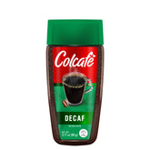 Colcafé jar front packaging showing brand and decaf label, highlighting convenience