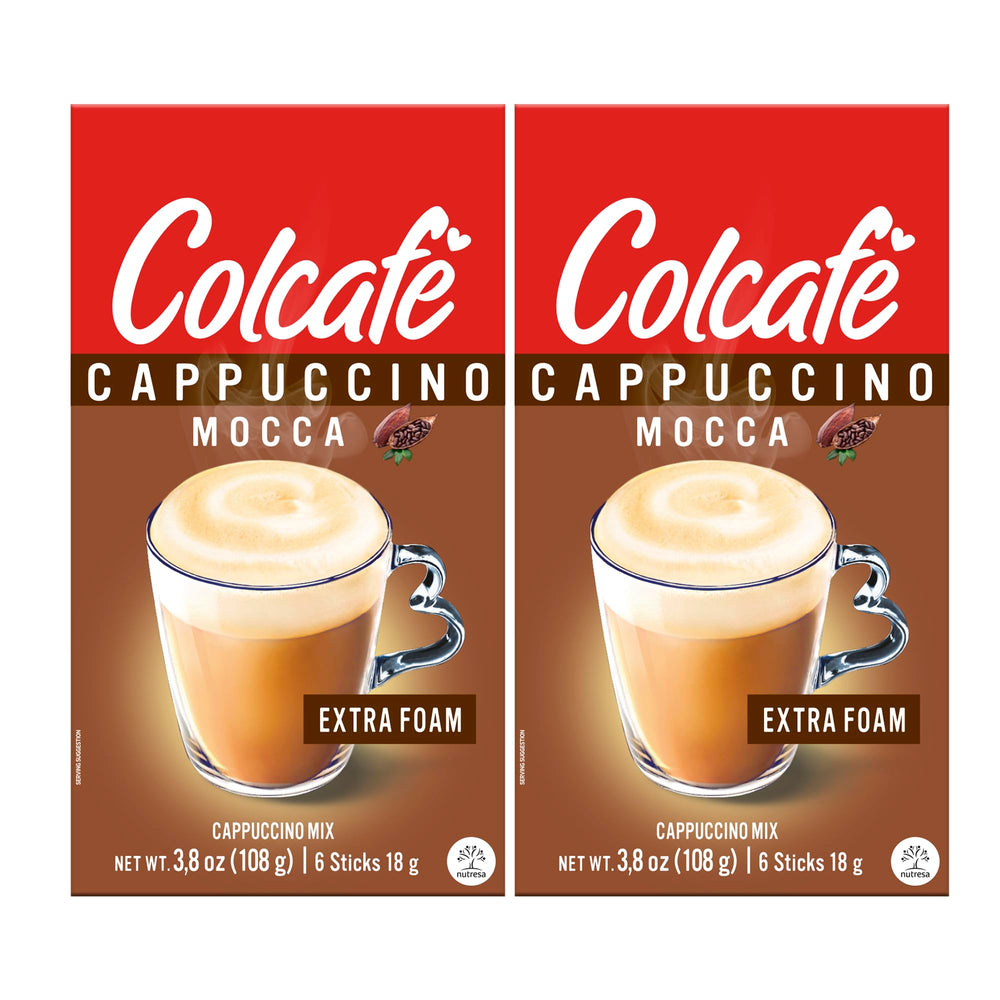 COLCAFE front packaging showing two 6-stick packs and Colombian coffee branding for quick indulgence