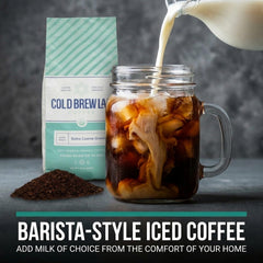 COLD BREW LAB coarse ground texture close-up highlighting even grind for smooth extraction