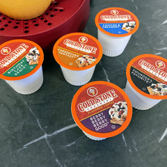 Close-up of a Cold Stone Creamery pod showing texture and sealed freshness benefit